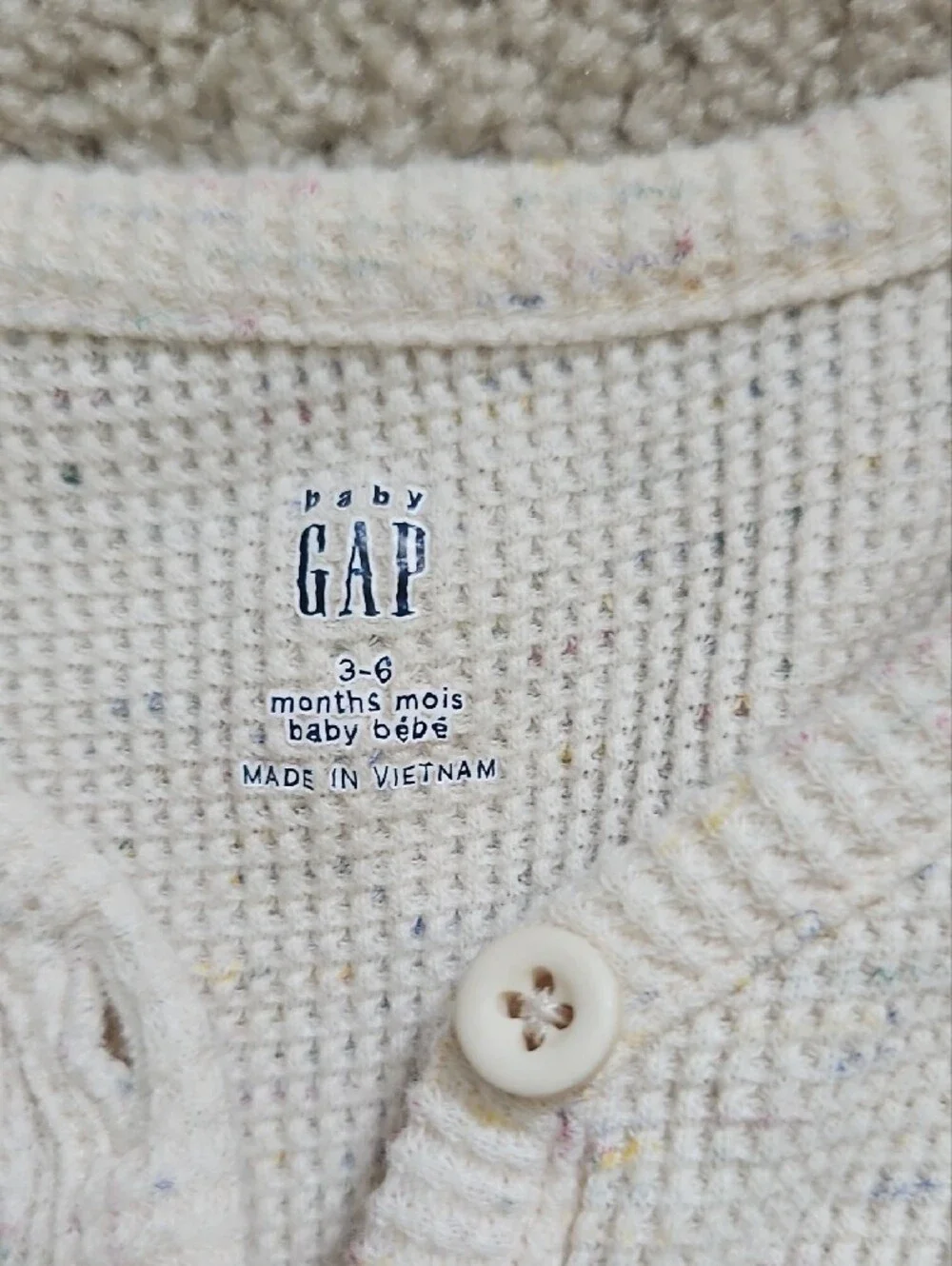 Baby GAP Cream Speckled Knit One-Piece- 3-6 Months